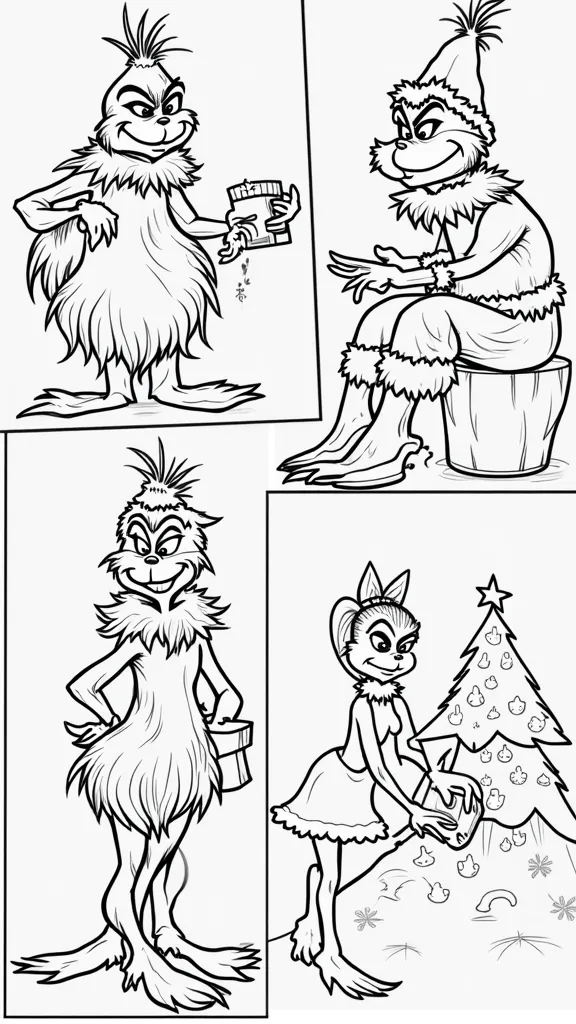 Páginas para colorear de Navidad imprimibles Grinch